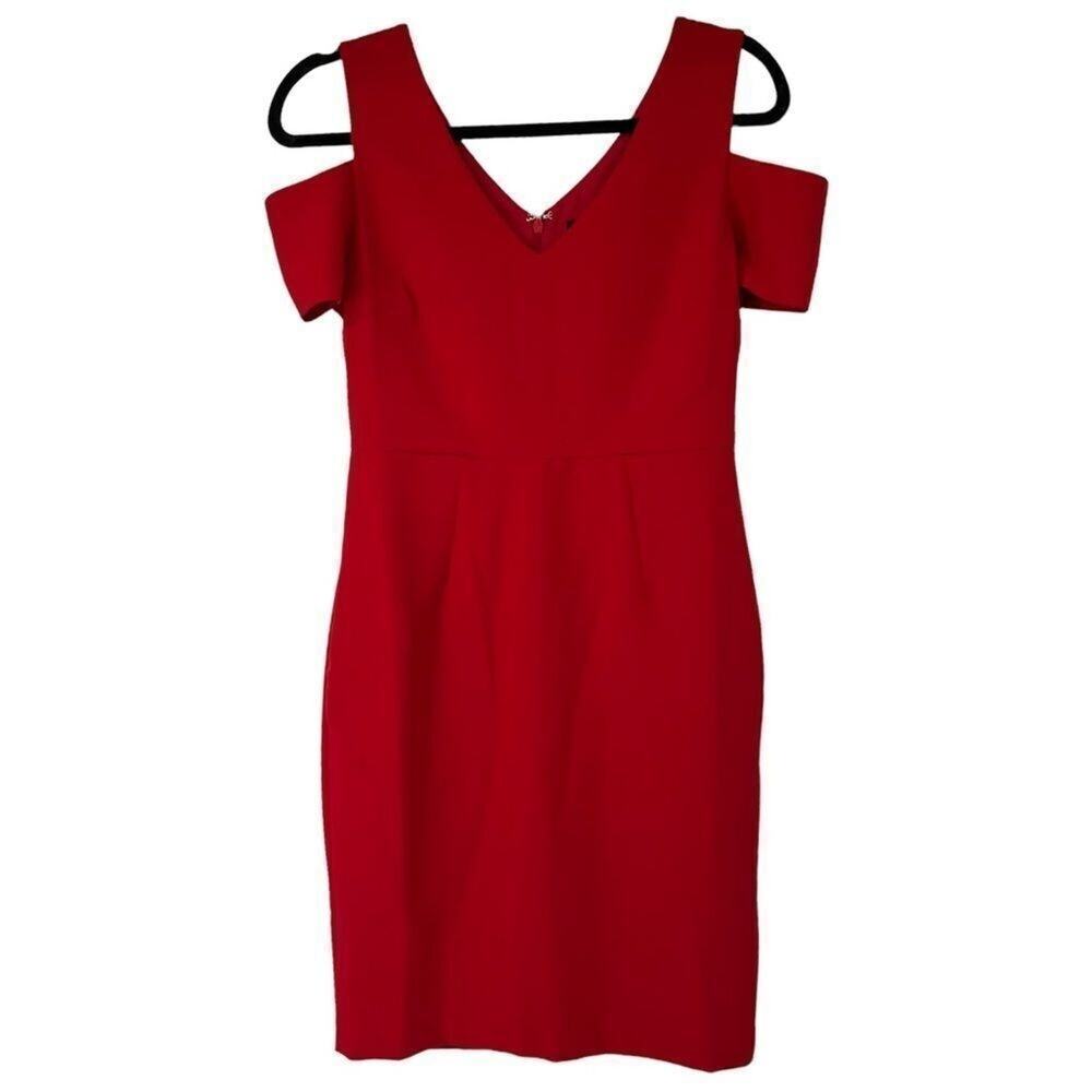 Worthington Rumba‎ Red Cold Shoulder Knee Length Dress